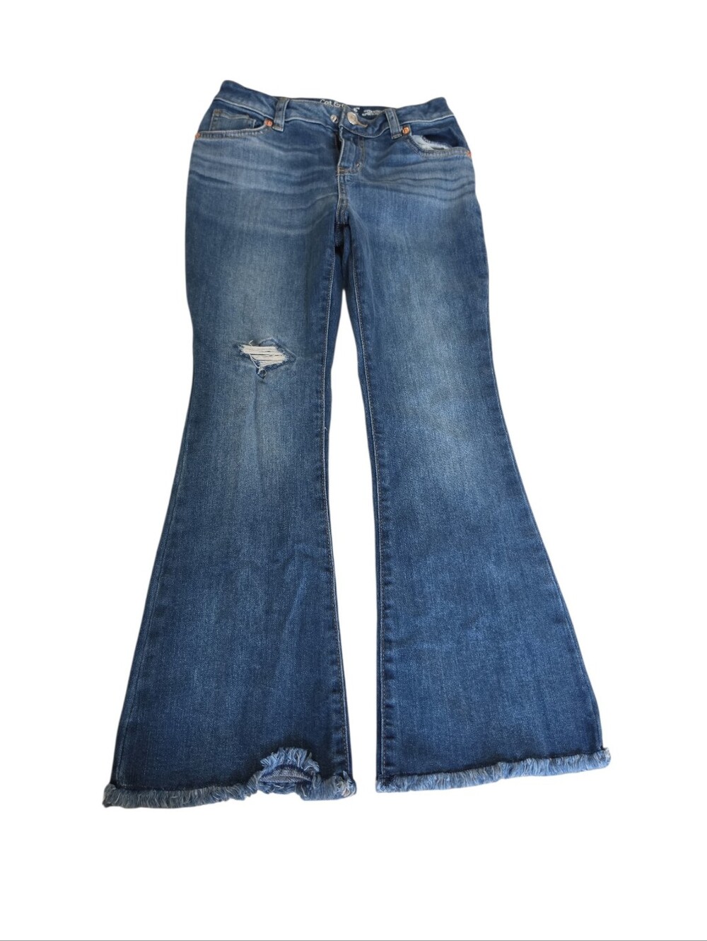 Cat & Jack Medium Wash Flared Distressed Jeans Size 8